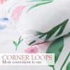 imageAndency Pink Floral Comforter Set Queen Size 90x90 Inch 3 Pieces Reversible Plant Flower Printed Bed in a Bag Lightweight Soft Microfiber Comforter Bedding Set with Corner Loops