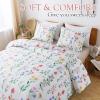 imageAndency Pink Floral Comforter Set Queen Size 90x90 Inch 3 Pieces Reversible Plant Flower Printed Bed in a Bag Lightweight Soft Microfiber Comforter Bedding Set with Corner Loops
