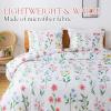 imageAndency Pink Floral Comforter Set Queen Size 90x90 Inch 3 Pieces Reversible Plant Flower Printed Bed in a Bag Lightweight Soft Microfiber Comforter Bedding Set with Corner Loops