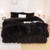 imageAndency Queen Comforter Set Black Fluffy Winter Faux Fur Warm Soft Plush Bedding Comforter Set 1 Velvet Comforter ampamp 2 Pillowcases Fuzzy Thick Heavy Puffy Comforters Bed Set01  Black
