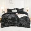 imageAndency Queen Comforter Set Black Fluffy Winter Faux Fur Warm Soft Plush Bedding Comforter Set 1 Velvet Comforter ampamp 2 Pillowcases Fuzzy Thick Heavy Puffy Comforters Bed Set02  Tiedyed Black Grey