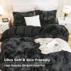 imageAndency Queen Comforter Set Black Fluffy Winter Faux Fur Warm Soft Plush Bedding Comforter Set 1 Velvet Comforter ampamp 2 Pillowcases Fuzzy Thick Heavy Puffy Comforters Bed Set02  Tiedyed Black Grey