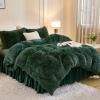 imageAndency Queen Comforter Set Black Fluffy Winter Faux Fur Warm Soft Plush Bedding Comforter Set 1 Velvet Comforter ampamp 2 Pillowcases Fuzzy Thick Heavy Puffy Comforters Bed Set09  Emerald Green
