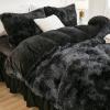 imageAndency Queen Comforter Set Black Fluffy Winter Faux Fur Warm Soft Plush Bedding Comforter Set 1 Velvet Comforter ampamp 2 Pillowcases Fuzzy Thick Heavy Puffy Comforters Bed Set02  Tiedyed Black Grey