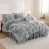 imageAndency Queen Comforter Set Black Fluffy Winter Faux Fur Warm Soft Plush Bedding Comforter Set 1 Velvet Comforter ampamp 2 Pillowcases Fuzzy Thick Heavy Puffy Comforters Bed Set07  Tiedyed Gray White