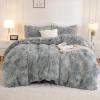imageAndency Queen Comforter Set Black Fluffy Winter Faux Fur Warm Soft Plush Bedding Comforter Set 1 Velvet Comforter ampamp 2 Pillowcases Fuzzy Thick Heavy Puffy Comforters Bed Set07  Tiedyed Gray White