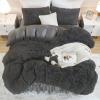 imageAndency Queen Comforter Set Black Fluffy Winter Faux Fur Warm Soft Plush Bedding Comforter Set 1 Velvet Comforter ampamp 2 Pillowcases Fuzzy Thick Heavy Puffy Comforters Bed Set05  Dark Grey