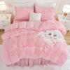 imageAndency Queen Comforter Set Black Fluffy Winter Faux Fur Warm Soft Plush Bedding Comforter Set 1 Velvet Comforter ampamp 2 Pillowcases Fuzzy Thick Heavy Puffy Comforters Bed Set04  Pink