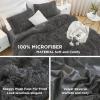 imageAndency Queen Comforter Set Black Fluffy Winter Faux Fur Warm Soft Plush Bedding Comforter Set 1 Velvet Comforter ampamp 2 Pillowcases Fuzzy Thick Heavy Puffy Comforters Bed Set05  Dark Grey