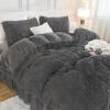 imageAndency Queen Comforter Set Black Fluffy Winter Faux Fur Warm Soft Plush Bedding Comforter Set 1 Velvet Comforter ampamp 2 Pillowcases Fuzzy Thick Heavy Puffy Comforters Bed Set05  Dark Grey
