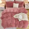 imageAndency Queen Comforter Set Black Fluffy Winter Faux Fur Warm Soft Plush Bedding Comforter Set 1 Velvet Comforter ampamp 2 Pillowcases Fuzzy Thick Heavy Puffy Comforters Bed Set10  Old Pink