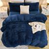 imageAndency Queen Comforter Set Black Fluffy Winter Faux Fur Warm Soft Plush Bedding Comforter Set 1 Velvet Comforter ampamp 2 Pillowcases Fuzzy Thick Heavy Puffy Comforters Bed Set08  Navy Blue