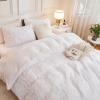imageAndency Queen Comforter Set Black Fluffy Winter Faux Fur Warm Soft Plush Bedding Comforter Set 1 Velvet Comforter ampamp 2 Pillowcases Fuzzy Thick Heavy Puffy Comforters Bed Set03  White