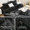imageAndency Queen Comforter Set Black Fluffy Winter Faux Fur Warm Soft Plush Bedding Comforter Set 1 Velvet Comforter ampamp 2 Pillowcases Fuzzy Thick Heavy Puffy Comforters Bed Set02  Tiedyed Black Grey