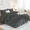 imageAndency Queen Comforter Set Black Fluffy Winter Faux Fur Warm Soft Plush Bedding Comforter Set 1 Velvet Comforter ampamp 2 Pillowcases Fuzzy Thick Heavy Puffy Comforters Bed Set05  Dark Grey