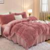 imageAndency Queen Comforter Set Black Fluffy Winter Faux Fur Warm Soft Plush Bedding Comforter Set 1 Velvet Comforter ampamp 2 Pillowcases Fuzzy Thick Heavy Puffy Comforters Bed Set10  Old Pink