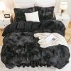 imageAndency Queen Comforter Set Black Fluffy Winter Faux Fur Warm Soft Plush Bedding Comforter Set 1 Velvet Comforter ampamp 2 Pillowcases Fuzzy Thick Heavy Puffy Comforters Bed Set02  Tiedyed Black Grey