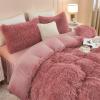 imageAndency Queen Comforter Set Black Fluffy Winter Faux Fur Warm Soft Plush Bedding Comforter Set 1 Velvet Comforter ampamp 2 Pillowcases Fuzzy Thick Heavy Puffy Comforters Bed Set10  Old Pink
