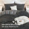 imageAndency Queen Comforter Set Black Fluffy Winter Faux Fur Warm Soft Plush Bedding Comforter Set 1 Velvet Comforter ampamp 2 Pillowcases Fuzzy Thick Heavy Puffy Comforters Bed Set05  Dark Grey