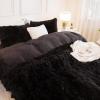 imageAndency Queen Comforter Set Black Fluffy Winter Faux Fur Warm Soft Plush Bedding Comforter Set 1 Velvet Comforter ampamp 2 Pillowcases Fuzzy Thick Heavy Puffy Comforters Bed Set01  Black