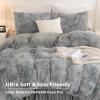 imageAndency Queen Comforter Set Black Fluffy Winter Faux Fur Warm Soft Plush Bedding Comforter Set 1 Velvet Comforter ampamp 2 Pillowcases Fuzzy Thick Heavy Puffy Comforters Bed Set07  Tiedyed Gray White