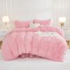 imageAndency Queen Comforter Set Black Fluffy Winter Faux Fur Warm Soft Plush Bedding Comforter Set 1 Velvet Comforter ampamp 2 Pillowcases Fuzzy Thick Heavy Puffy Comforters Bed Set04  Pink