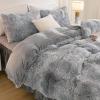 imageAndency Queen Comforter Set Black Fluffy Winter Faux Fur Warm Soft Plush Bedding Comforter Set 1 Velvet Comforter ampamp 2 Pillowcases Fuzzy Thick Heavy Puffy Comforters Bed Set07  Tiedyed Gray White