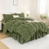 imageAndency Queen Comforter Set Black Fluffy Winter Faux Fur Warm Soft Plush Bedding Comforter Set 1 Velvet Comforter ampamp 2 Pillowcases Fuzzy Thick Heavy Puffy Comforters Bed Set06  Green