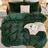 imageAndency Queen Comforter Set Black Fluffy Winter Faux Fur Warm Soft Plush Bedding Comforter Set 1 Velvet Comforter ampamp 2 Pillowcases Fuzzy Thick Heavy Puffy Comforters Bed Set09  Emerald Green