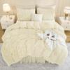 imageAndency Queen Comforter Set Black Fluffy Winter Faux Fur Warm Soft Plush Bedding Comforter Set 1 Velvet Comforter ampamp 2 Pillowcases Fuzzy Thick Heavy Puffy Comforters Bed Set11  Light Beige
