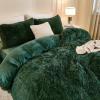 imageAndency Queen Comforter Set Black Fluffy Winter Faux Fur Warm Soft Plush Bedding Comforter Set 1 Velvet Comforter ampamp 2 Pillowcases Fuzzy Thick Heavy Puffy Comforters Bed Set09  Emerald Green