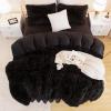 imageAndency Queen Comforter Set Black Fluffy Winter Faux Fur Warm Soft Plush Bedding Comforter Set 1 Velvet Comforter ampamp 2 Pillowcases Fuzzy Thick Heavy Puffy Comforters Bed Set01  Black