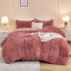 imageAndency Queen Comforter Set Black Fluffy Winter Faux Fur Warm Soft Plush Bedding Comforter Set 1 Velvet Comforter ampamp 2 Pillowcases Fuzzy Thick Heavy Puffy Comforters Bed Set10  Old Pink