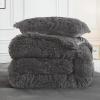 imageAndency Queen Comforter Set Black Fluffy Winter Faux Fur Warm Soft Plush Bedding Comforter Set 1 Velvet Comforter ampamp 2 Pillowcases Fuzzy Thick Heavy Puffy Comforters Bed Set05  Dark Grey