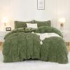 imageAndency Queen Comforter Set Black Fluffy Winter Faux Fur Warm Soft Plush Bedding Comforter Set 1 Velvet Comforter ampamp 2 Pillowcases Fuzzy Thick Heavy Puffy Comforters Bed Set06  Green