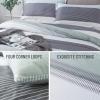 imageAndency Twin Comforter Set Black 2 Pieces Black White and Gray Patchwork Striped Comforter66x90 Inch Soft Microfiber Down Alternative Twin Comforter Bedding Sets with Corner LoopsMint Green