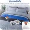 imageAndency Twin Comforter Set Black 2 Pieces Black White and Gray Patchwork Striped Comforter66x90 Inch Soft Microfiber Down Alternative Twin Comforter Bedding Sets with Corner LoopsGray Blue
