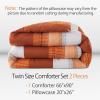 imageAndency Twin Comforter Set Black 2 Pieces Black White and Gray Patchwork Striped Comforter66x90 Inch Soft Microfiber Down Alternative Twin Comforter Bedding Sets with Corner LoopsTerracotta