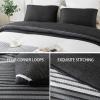 imageAndency Twin Comforter Set Black 2 Pieces Black White and Gray Patchwork Striped Comforter66x90 Inch Soft Microfiber Down Alternative Twin Comforter Bedding Sets with Corner LoopsBlack Gray