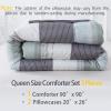 imageAndency Twin Comforter Set Black 2 Pieces Black White and Gray Patchwork Striped Comforter66x90 Inch Soft Microfiber Down Alternative Twin Comforter Bedding Sets with Corner LoopsMint Green