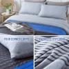 imageAndency Twin Comforter Set Black 2 Pieces Black White and Gray Patchwork Striped Comforter66x90 Inch Soft Microfiber Down Alternative Twin Comforter Bedding Sets with Corner LoopsGray Blue
