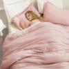 imageAndency Twin Comforter Set Burnt Orange 2 Pieces Terracotta Boho Tassel Kids Comforter Sets for Boys Girls Teens All Season Rust Soft Bed Set 66x90In Comforter ampamp 1 Pillowcase10  Blush Pink