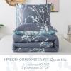 imageAndency Twin Comforter Set Grey Blue 66x90 Inch  2 Pieces Soft Lightweight Microfiber Branches Comforter Bedding Set Reversible Flower Plum Blossom Bed SetBranchGrey Blue