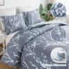 imageAndency Twin Comforter Set Grey Blue 66x90 Inch  2 Pieces Soft Lightweight Microfiber Branches Comforter Bedding Set Reversible Flower Plum Blossom Bed SetBranchGrey Blue