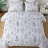 imageAndency White Floral Comforter Set Queen Size 90x90 Inch 3 Pieces Reversible Plant Flower Printed Bed in a Bag Lightweight Soft Microfiber Comforter Bedding Set with Corner Loops