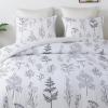 imageAndency White Floral Comforter Set Queen Size 90x90 Inch 3 Pieces Reversible Plant Flower Printed Bed in a Bag Lightweight Soft Microfiber Comforter Bedding Set with Corner Loops