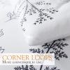 imageAndency White Floral Comforter Set Queen Size 90x90 Inch 3 Pieces Reversible Plant Flower Printed Bed in a Bag Lightweight Soft Microfiber Comforter Bedding Set with Corner Loops