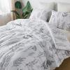 imageAndency White Floral Comforter Set Queen Size 90x90 Inch 3 Pieces Reversible Plant Flower Printed Bed in a Bag Lightweight Soft Microfiber Comforter Bedding Set with Corner Loops