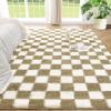 imageAndency 3x5 Ft Black and White Area Rug for Living Room Classic Checkered Shaggy Rug NonSlip High Pile Soft Fluffy Rug Fuzzy Carpet Bedroom Kids Toddler Room Nursery Playroom Cute Dorm Home DecorBeige and White