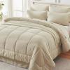 imageAndency Beige Comforter Set King Size 7 Pieces Bed in a Bag Bedding Sets All Season Soft Fluffy Reversible Warm Comforter Flat Sheet Fitted Sheet 2 Pillow Shams 2 PillowcasesBeige